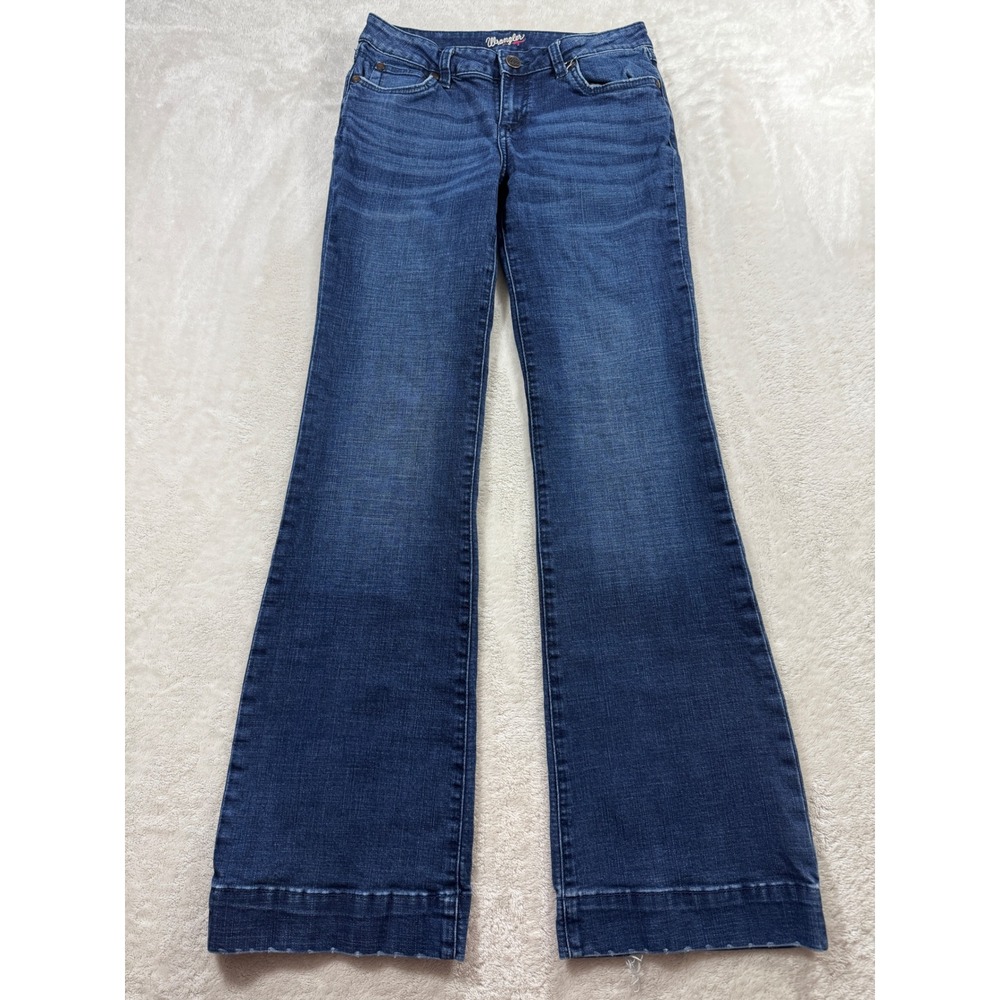 Wrangler Womens Retro Mae Mid Rise Wide Flare Leg Blue Jeans 3X34 Meas: 28x32.5